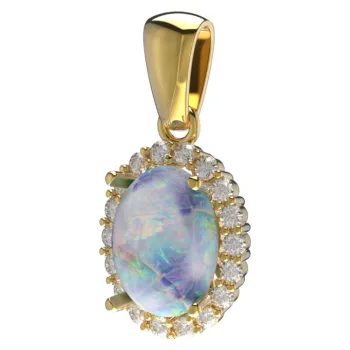 Přívěsek Couple, Půvabný přívěsek Ophelia se syntetickým opálem a zirkony, žluté zlato, 585-52-2-0510.0Z00.0.00.161.23