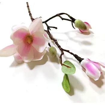 umělá květina Magnolie stvol s pupeny 50 cm - růžovo - bílá