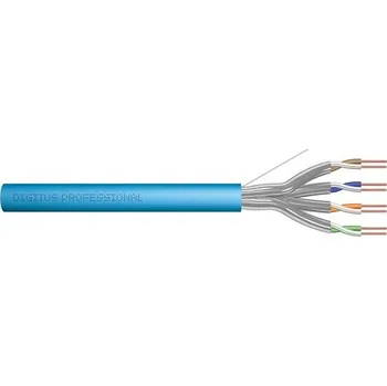 Síťový kabel DIGITUS Instalační kabel CAT 6A U-FTP, 500 MHz Eca (EN 50575), AWG 23/1, papírová krabička 100 m, simplex, barva modrá DK-1623-A-VH-1