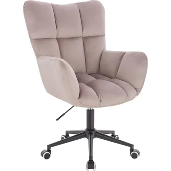 Otočné křeslo Alta velur na černé podstavě s kolečky - šedobéžová