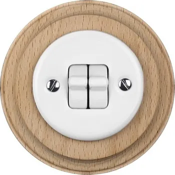 Elektrická zásuvka Elhard KV5205WN Keramik vyp. č.5 - kulatý, páčka, bílý / sv. dřevo - komplet