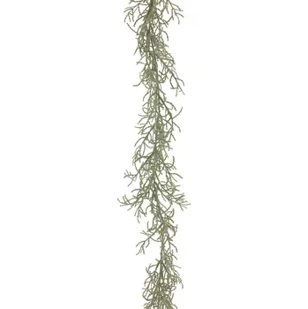 umělá květina umělá girlanda, Girlanda 'coral flocked' zelená 180 cm