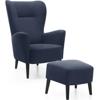 Křeslo Křeslo ušák s podnožkou Next | FUNKČNÍ LÁTKA | tmavě modrá 79 | černé nohy | AKCE