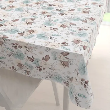 ubrus Bavlněný obdélníkový ubrus Sandra SA-451 Žluto-hnědo-mintové růže na bílém 60x100 cm