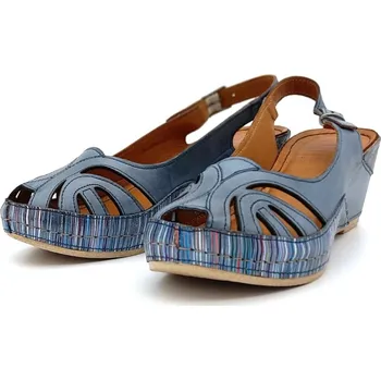 Dámské sandále Dámské kožené sandály Iberius 1526 535/565 modrá Barva: Modrá, Velikost: 38