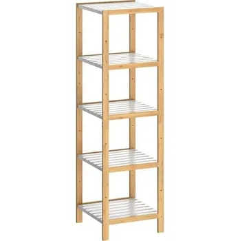 police FurniGO Bambusová police 140x33x33 cm - bílá