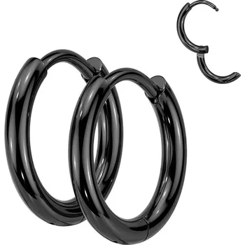 Náušnice Steel Edge Náušnice z chirurgické oceli kroužky 0482-8 Barva: Černá