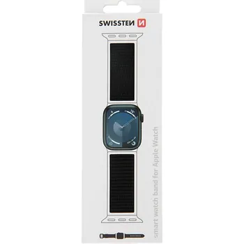 Řemínek na hodinky Řemínek SWISSTEN Nylon pro Apple Watch 42mm / 41mm / 40mm / 38mm - nylonový - černý