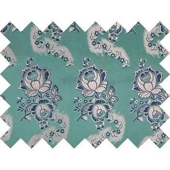 HEDVA ČESKÝ BROKÁT Vzorek brokátu Ondrin POPÍNAVÁ RŮŽE MALÁ tyrkysová | 36