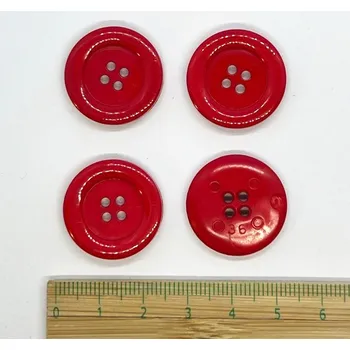 Knoflík Knoflík plastový 4 dírkový 23mm červená