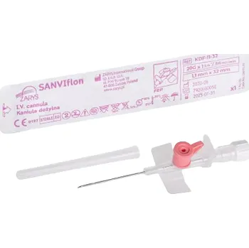 Injekční jehla ZARYS International Group SANVIflon I.V. kanyla s portem, G 22 x 1, 0,9mmx25mm, 36 ml/min, sterilní, modrá, 100ks