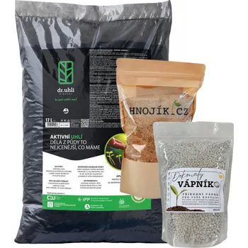 Hnojivo Dr. Uhli REVITA set Biochar 17 l + Hnojík 1,3 l + 1,5 l Vápník