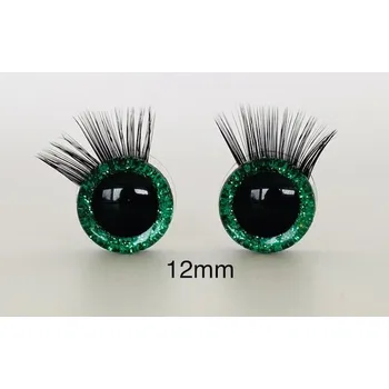 Bezpečnostní oči s řasami zelené 12mm, 2ks (2ks, 12mm)
