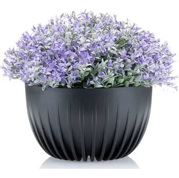 Květináč PLASTOVÝ KVĚTINÁČ STRIPPED ECO 14X24 CM ČERNÁ