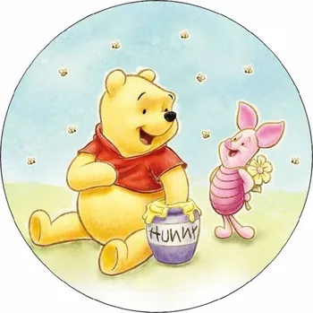 Jedlá dekorace na dort Jedlý papír Medvídek Pú s medem a prasátko 19,5 cm