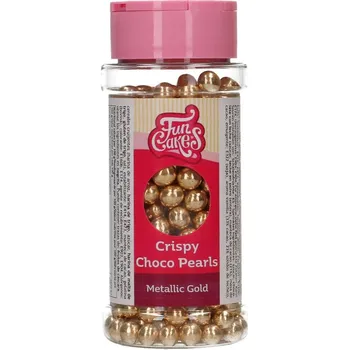 Cukrovinka FunCakes Crispy Choco Pearls - metalická zlatá 60g