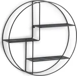 ZELLER Nástěnná polička kulatá černá průměr 55cm, hloubka 12cm