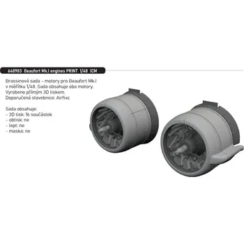 Plastikový model Eduard 1/48 Beaufort Mk.I engines PRINT (ICM)