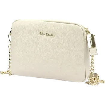 Kabelka Značková malá kožená crossbody kabelka Pierre Cardin no. 48 béžová