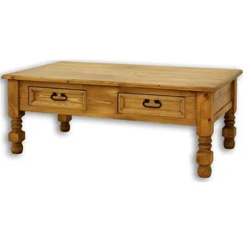 Konferenční stolek ARTEN (NANO Systems s.r.o.) Rustikální konferenční stolek POPRAD MES07A - zdobené nohy (tmavý vosk)