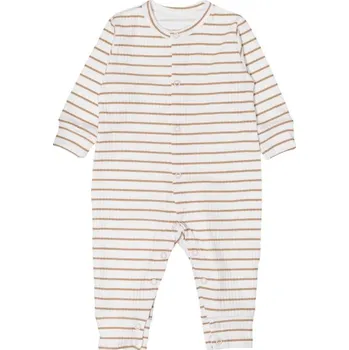 Kojenecký overall Kojenecký overálek, pyžámko bez šlapek, bavlna Proužek, béžový, Velikost koj. oblečení 62 (2-3m)