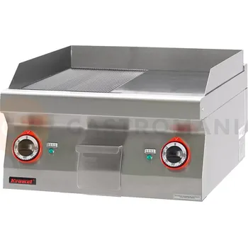 Kuchyňský gril Grilovací deska 1/2hl. + 1/2rýh. chromovaná 600 mm 8 kW | KROMET, 700.PBE-600GR
