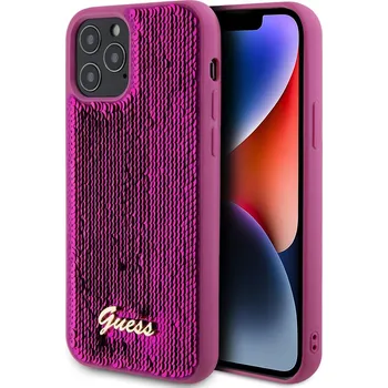 Pouzdro na mobilní telefon Guess Sequin Script Logo Kryt s flitry pro iPhone 15 Pro Max Barva: Růžová