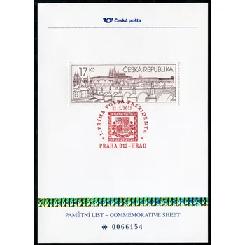 Poštovní známka Česká pošta (2013) PLZ 30 - Pamětní list - Praha 012 Hrad: 1. Přímá volba prezidenta