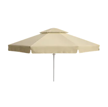 Stínicí technika Perfecta Parasols Velký slunečník BIGGIE ROUND Ø 5,5 m bílá kostra, potah s volánem Béžová