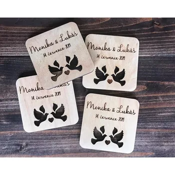 Svatební dekorace Svatební podtácky - hrdličky 4ks