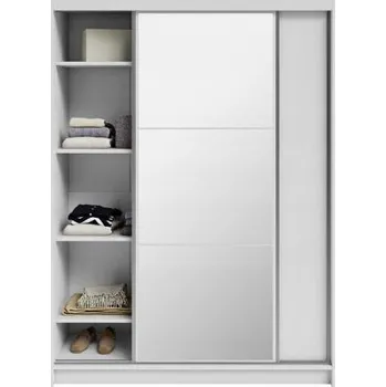 Šatní skříň Šatní skříň DENVE 160x218x60,3 cm bílá se zrcadlem