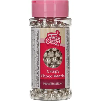 Čokoláda FunCakes Crispy Choco Pearls - metalické stříbrné 60g