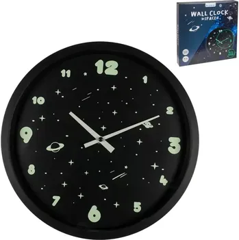 Hodiny Nástěnné hodiny svítící ve tmě - Vesmír, hvězdná obloha černá
