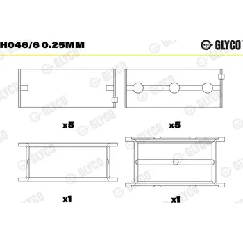 Kliková hřídel Hlavní ložiska klikového hřídele GLYCO H046/6 0.25mm