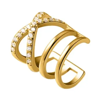 Náušnice For Silver Náušnice klips na jedno ucho se zirkony - Stříbro 925 Druh barvy: Zlatá