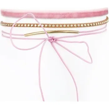 Náhrdelník Flamenco Mystique Náhrdelník Choker Pastelový Růžový - Nastavitelná Délka - Bez Niklu a Chromu