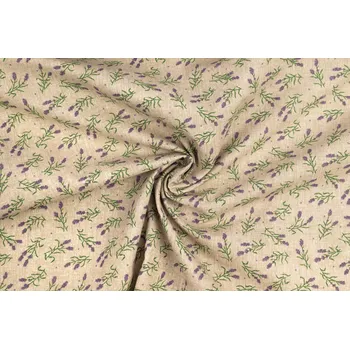 Bavlněné plátno levandule menší na béžové