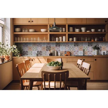 Fototapeta DIMEX | Fototapeta do kuchyně Turecké kachličky KI-420-245 | 420 x 60 cm | béžová, hnědá, modrá + Samolepicí fototapeta za kuchyňskou linku DIMEX Turecké kachličky v šíři 420 cm