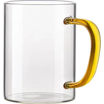 Sklenice Sklenice 450 ml s barevným uchem - žlutá sublimace termotransfer