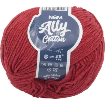Galanterie Bellatex Příze ALLY cotton 50g / 140 m červená