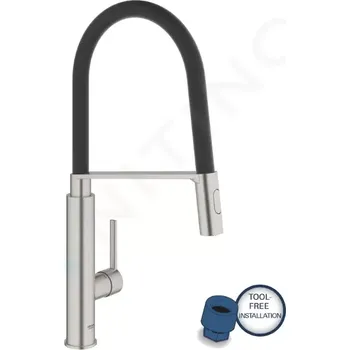 Vodovodní baterie Grohe Feel Dřezová baterie s flexibilním ramenem, supersteel, 31489DC0