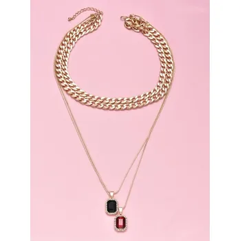 Náhrdelník Flamenco Mystique Zlatý náhrdelník s černým náramkem, obecný kov, rozměry jak na fotografii