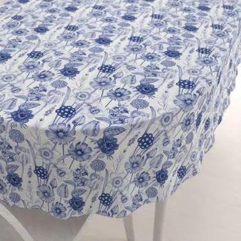 ubrus Dekorační oválný ubrus PML-090 Modré jarní květiny na bílém 50x100 cm