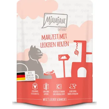 Krmivo pro kočku MjAMjAM Quetschie pokrm s lahodnými srdíčky 24 × 300 g