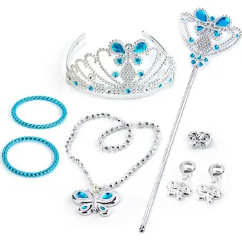 Karnevalový kostým Alltoys Set pro princeznu s náramky, korunkou a náušnicemi v modré barvě