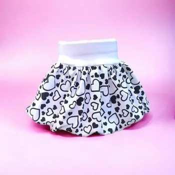 Dívčí sukně Dětská dívčí balónová sukně, bílá s černými srdíčky (Dívčí balónová sukně)