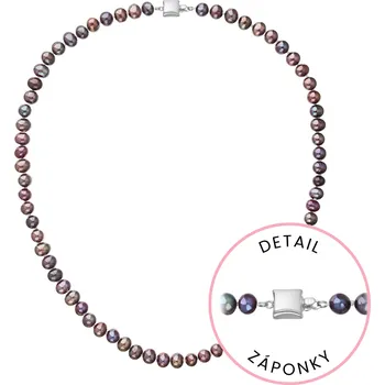 Náušnice Perlový náhrdelník z říčních perel se zapínáním z bílého 14 karátového zlata 822001.3/9268B dk.peacock