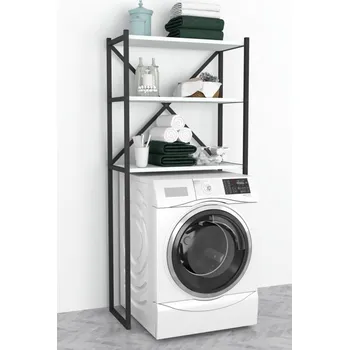 Koupelnový nábytek Regál nad pračku EKSPERT, bílá/černá + vyzvednutí ZDARMA