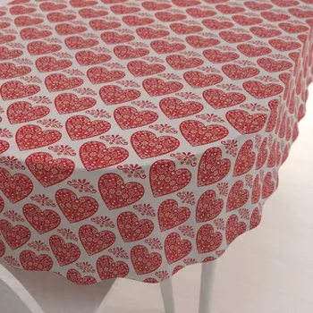 ubrus Dekorační oválný ubrus PML-094 Červená srdce na bílém 50x100 cm
