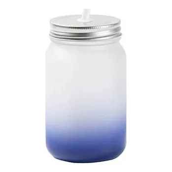 Sklenice Sklenice "Mason Jar" 450 ml bez ouška matná - tmavě modrý gradient sublimace termotransfer